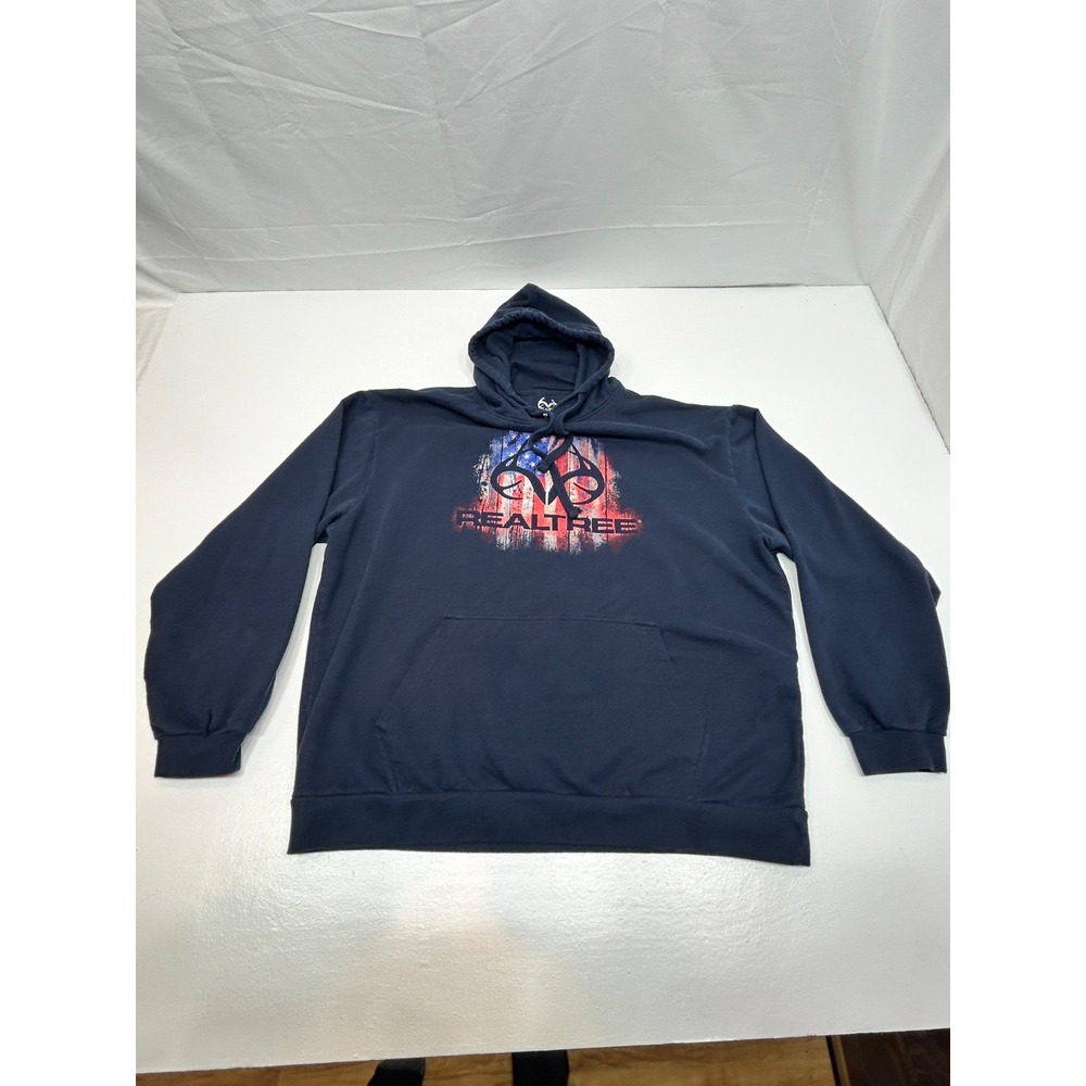 Staghorn Realtree Hoodie Navy Blue American Flag & Antlers 2XL Mens
